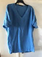 Zara Basic Pure Linen Blue Pockets Mini Dress / Longline Tunic Top Sz M Medium