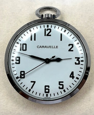 VINTAGE CARAVELLE MANUAL HAND-WIND POCKET WATCH BY BULOVA WATCH COMPANY 