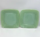 2 Vintage Fire King Jadeite Charm Square Luncheon Plates 8 3/8"