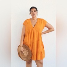 Maeve Anthropologie V Neck Dress Short Sleeve Orange sundress Medium M