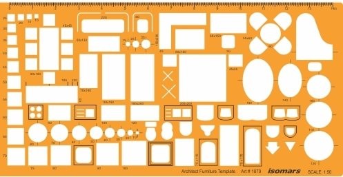 Stencil modello disegno architettonico scala 1:50 - simboli mobili interni - Foto 1 di 1