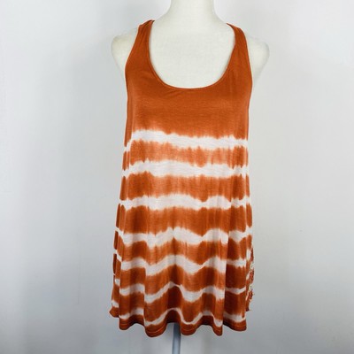 Hem & Thread Tank Top Small Orange Tie Dye Crochet Back