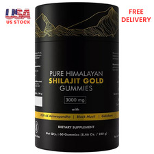 Shilajit Gummies 3000mg Ashwagandha Energy Vitality Adaptogen Vegan 60 Counts