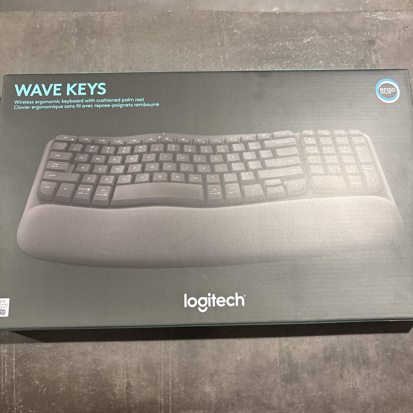 Logitech Wireless Ergonomic Keyboard With Palm Rest Wave Key