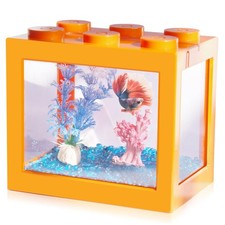 Small Betta Fish Tank, Stackable Mini Fish Tank Aquarium Tank Kit, 3/5 Gallon...
