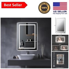 Elegant 20" x 28" Wall-Mounted LED Mirror - Front and Back Lighting Anti-Fog