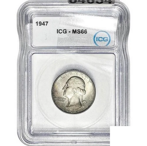 1947 Washington Silver Quarter Coin ICG MS66