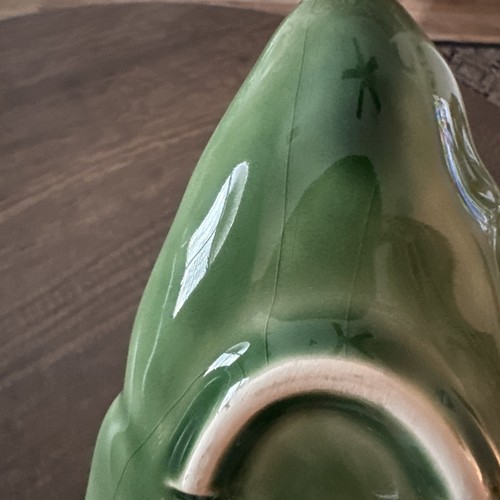 Vintage Cabbage Green Bordallo Pinheiro Narrow Leaf Dish 16 Inches Platter - Picture 8 of 12