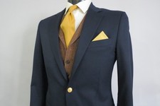 Brooks Brothers Madison fit classic navy blue gold button sport coat 38 R