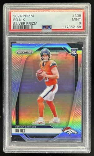 2024 Panini Prizm Bo Nix RC Silver Rookie #309 Broncos PSA 9