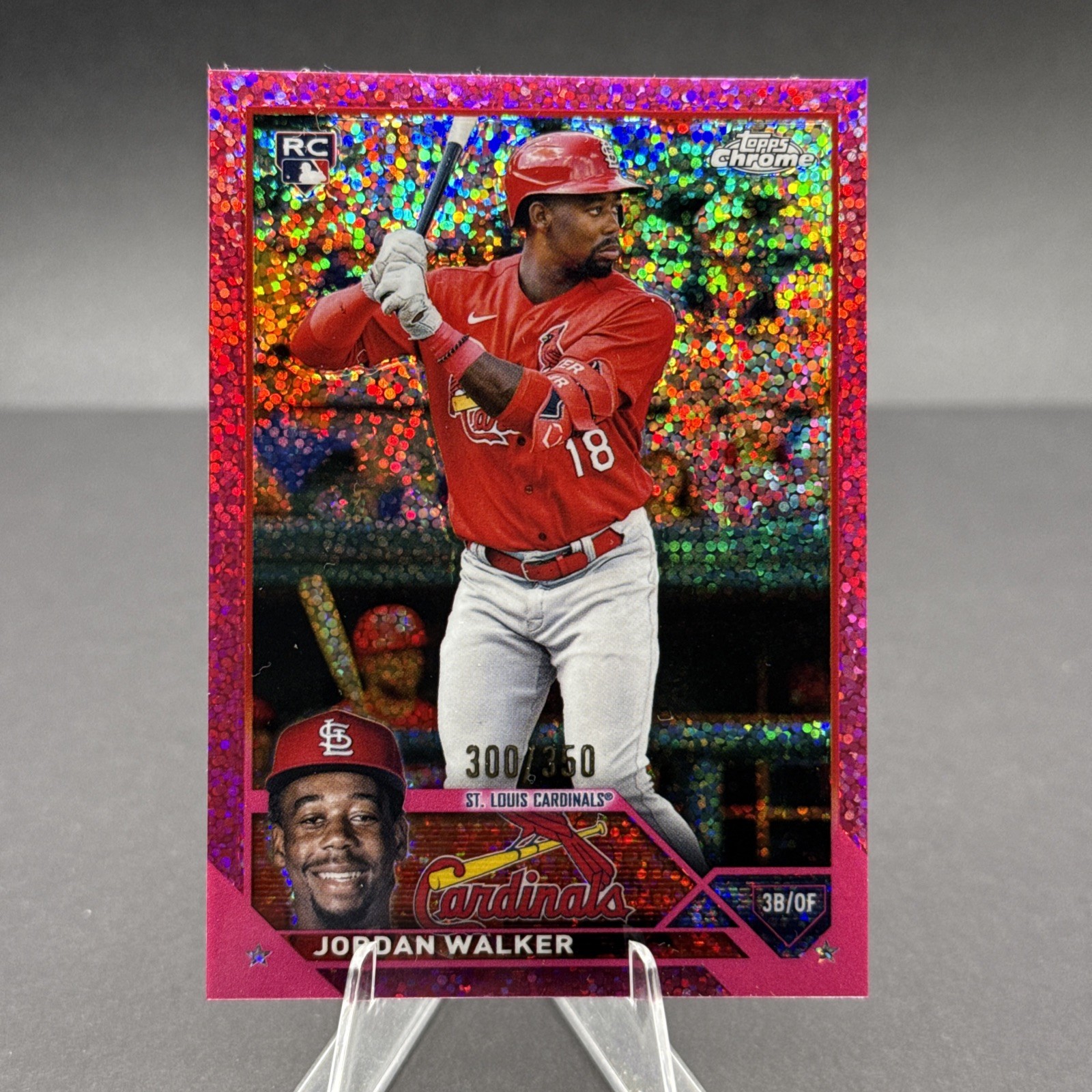 2023 Jordan Walker Topps Chrome #209 Magenta Speckle Refractor /350 Rookie