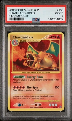2008 POKEMON DIAMOND & PEARL STORMFRONT #103 CHARIZARD-HOLO PSA 2