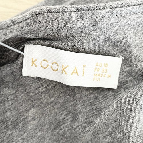 Kookai Carlota Top Size 38 AU 10 Grey Marle One Sleeve Asymmetric Stretch NEW - Picture 6 of 13