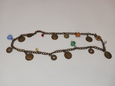 Elizabeth II Dei Gratia Regina metal Repulique Francaise  coin Necklace 