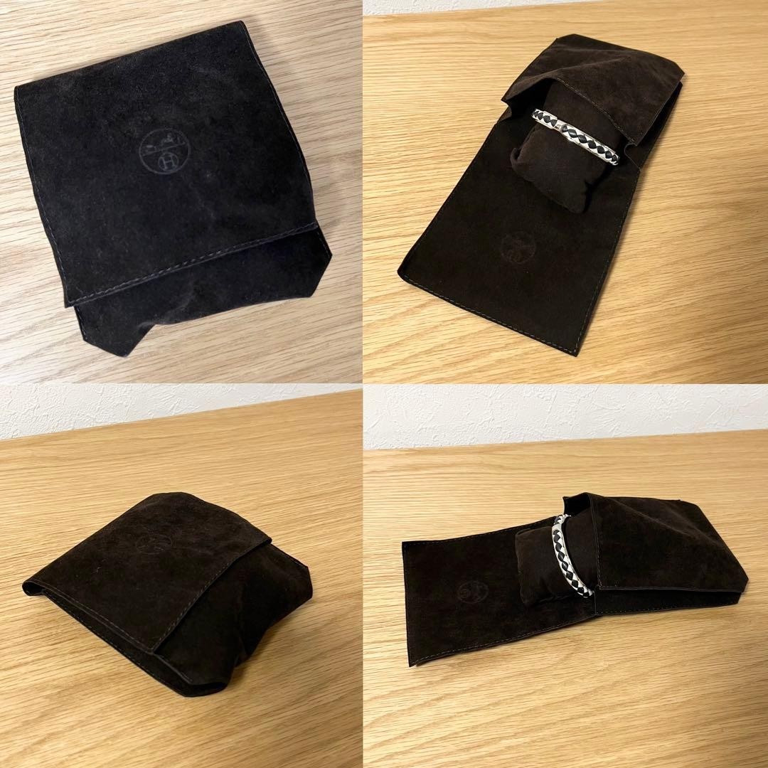 Hermes Kyoto Tresse Bangle Black White Pre owned 4.9 in Wrist Size thumbnail 15