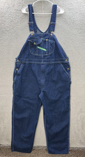 Key Imperial Bib Overalls Mens 46x30 Blue Denim Hi Back Zipper Fly Carpenter