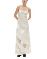 The Kooples Silk-Blend Lace Trim Maxi Dress Women's EU 4 Ecru Sleeveless