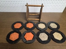 VTG shuffleboard pucks 6in Set Of 8 With Caddy CIN, TI, O. PLASTIC MOLDING CORP