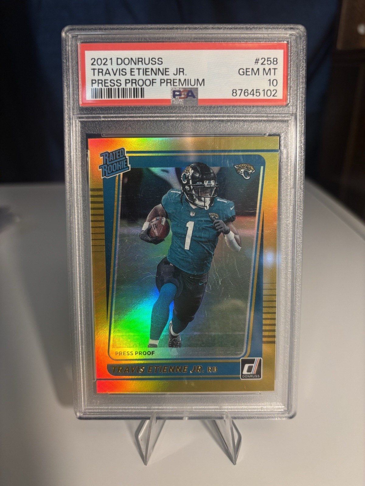 2021 Donruss Travis Etienne Jr Press Proof Premium PSA 10 Rookie Jaguars