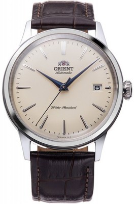 ORIENT Bambino 38 mm Beige Herren Automatik Uhr Leder RA-AC0M04Y
