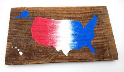 United States of America Barnwood Handpainted Red, White, Blue Wall Hanging Pict