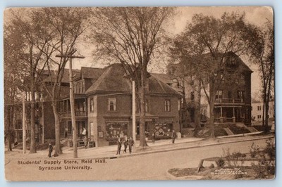c1927 Syracuse New York NY Postcard Students Supply Store Reid Hall University