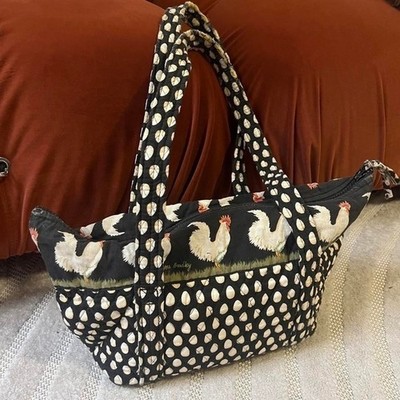 VTG 90s Vera Bradley Chanticleer rooster and egg quilted tote shoulder bag