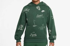 Nike Sportswear Club French-Terry Printed Hoodie HJ2682 Youth Kids' Size XL NEW