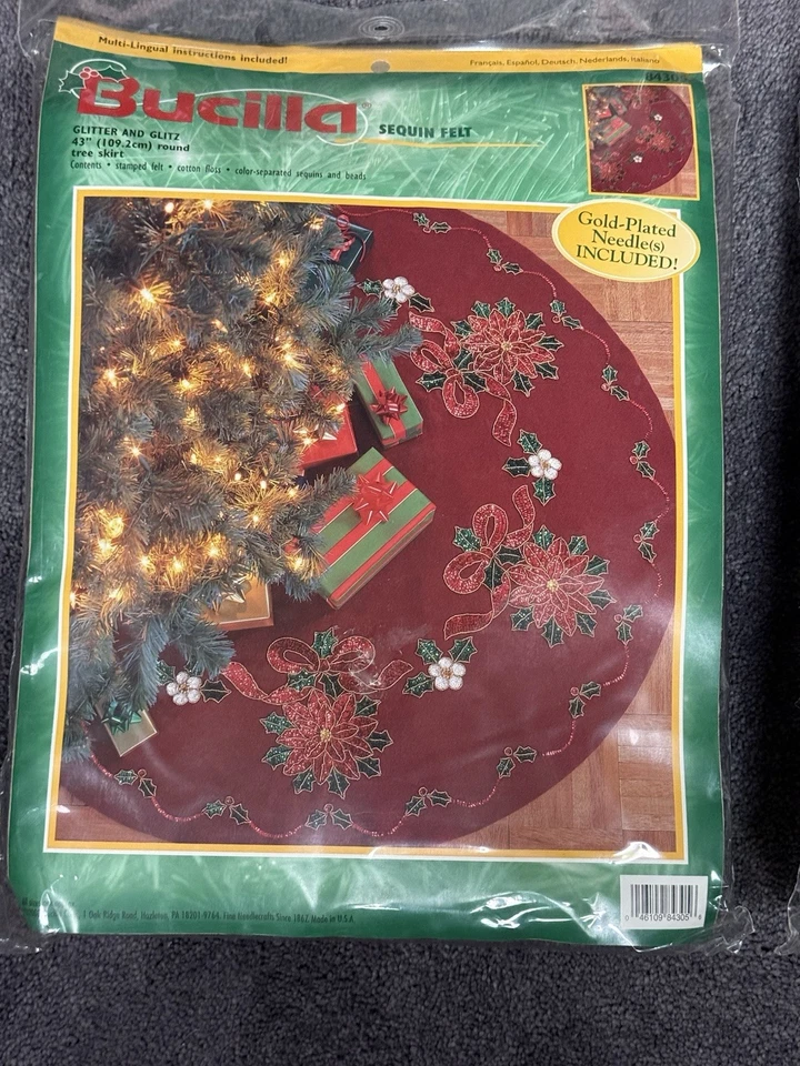 Bucilla Glitter & Glitz + Let It Snow 43" Christmas Tree Skirt Kits New Sealed - Image 2 of 4