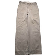 Vintage WWII 1940s US Military Khaki Officer Chino Trousers Pants Mens 30x29 WW2