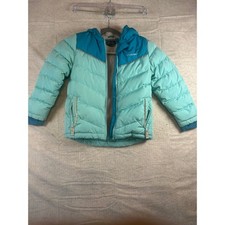 Eddie Bauer Kids Puffer Jacket Teal Blue Hooded Winter Warm Coat Size XS 5/6