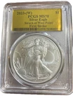 2023 (W) American Silver Eagle 1 oz PCGS MS70 First Strike Gold Foil Label
