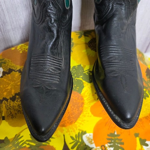 Vintage ACME Butterfly Inlay Cowboystiefel schwarz Leder, Größe 10M - Bild 5 von 12