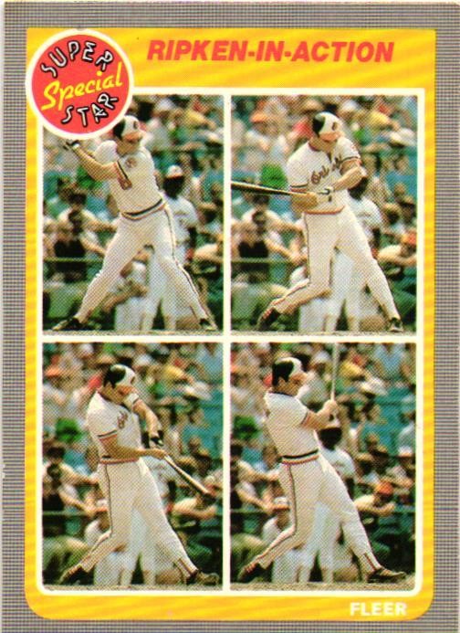1985 Fleer #626 Ripken-in-Action