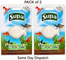 2x SUPA VACATION HOLIDAY FISH FOOD BLOCKS TROPICAL COLDWATER 14 DAYS FEED 2 WEEK