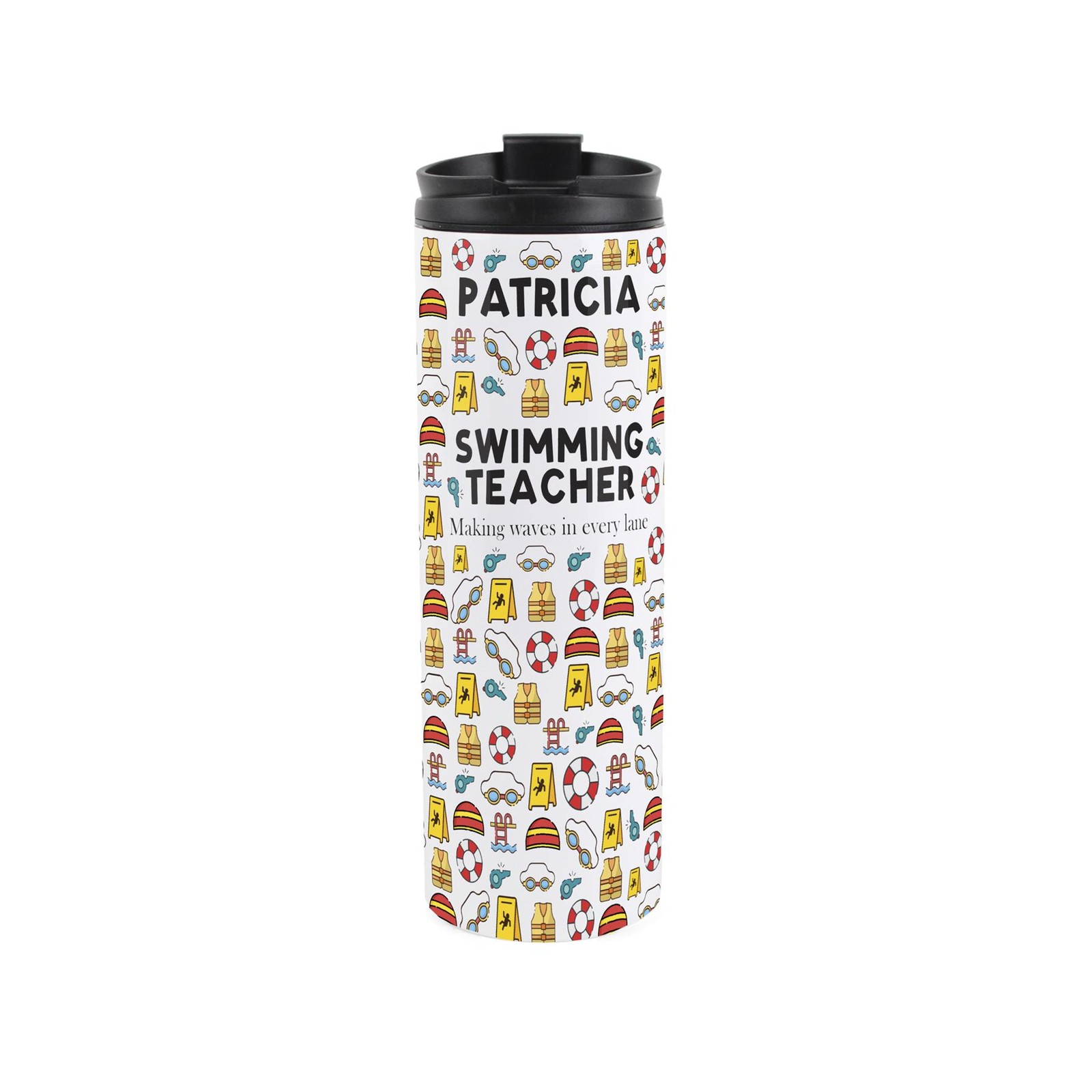 Personalised Swimming Instructor Travel Flask - Reusable Stainless Steel Tumbler