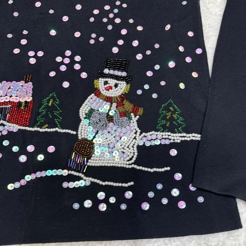 Camisa de Navidad fea Lisa International para mujer talla pequeña lentejuelas y cuentas Foto 2 de 4