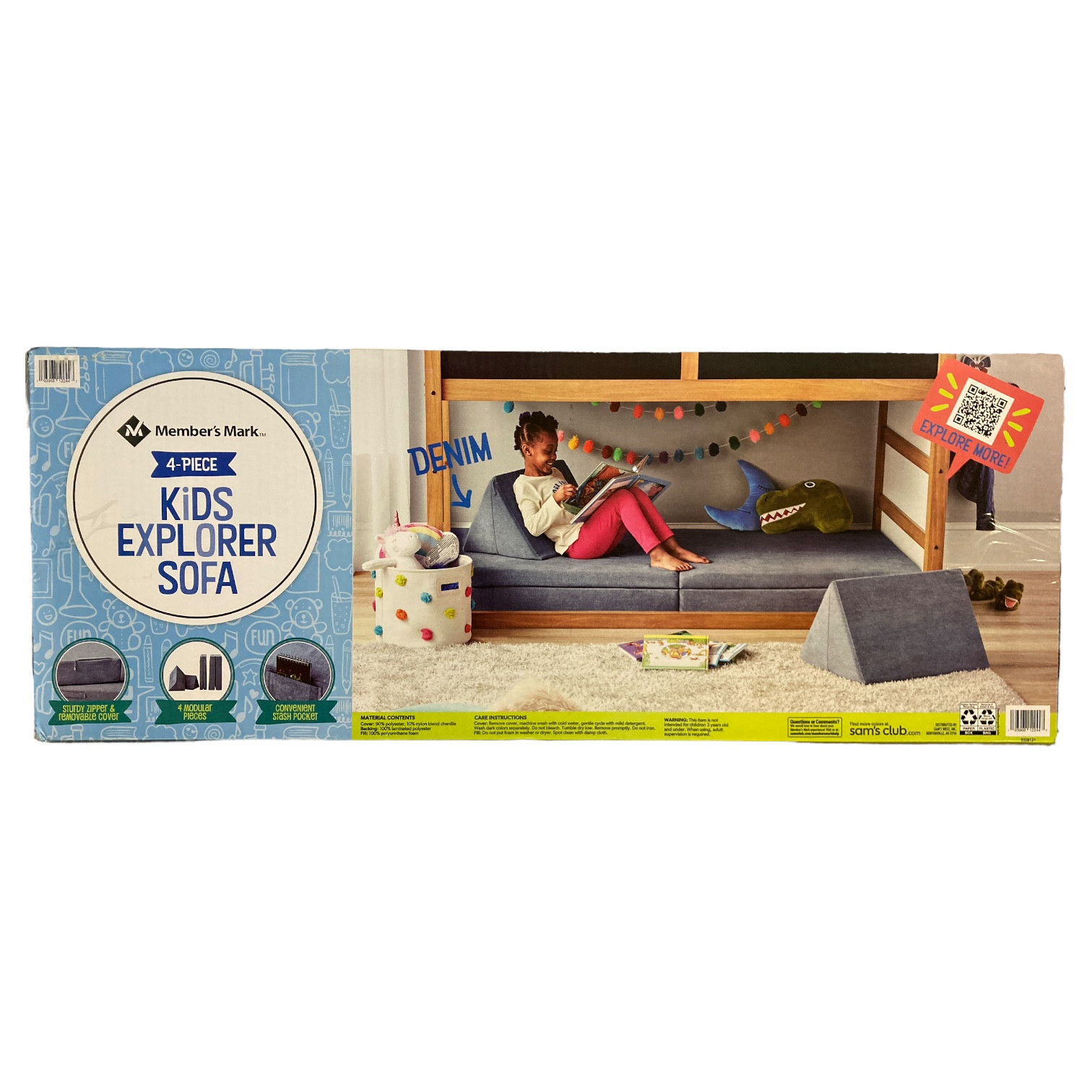 Диван Members Mark Kids Explorer из 4 предметов джинсовый 34290₽