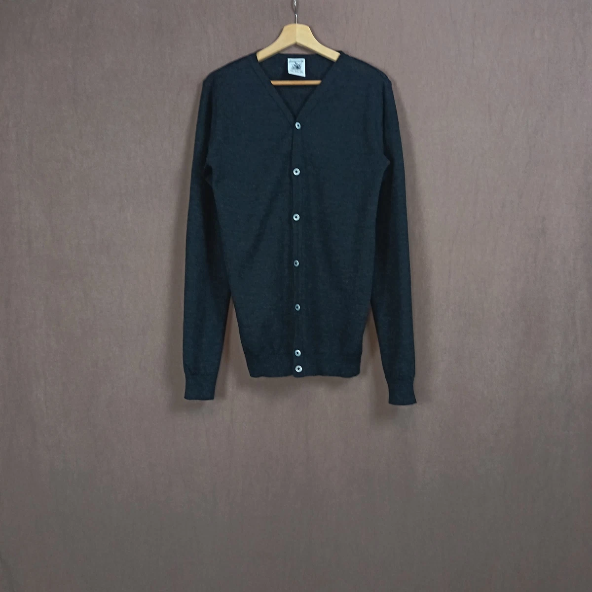 S.N.S. Cárdigan Herning 100 % pura lana nueva gris para hombre mediano M tejido Dinamarca