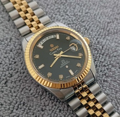 Nice Vintage Titoni Cosmo King Automatic 25 Jewels 2 tone Gent size Swiss Watch