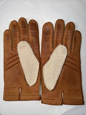 Mens Brown Leather Driving Gloves, Knit Back, Classic 50s Style
