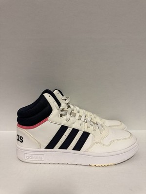 Adidas Hoops 3.0 Mid White Black Womens Leather Basketball Sneakers Size 10
