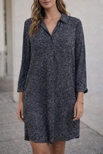 LOFT Lou & Grey Mottled Henly Shift Dress Size Medium Black/White Lightweight