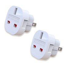 Pack of 2 UK to US Plug Adaptor | Type G to A/B | 3-Pin to 2-Pin Travel