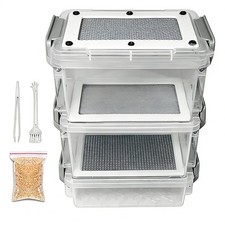 Mealworm Breeding Kit 3-Layer Silkworm Feeder Bin Corn Worm Breeder