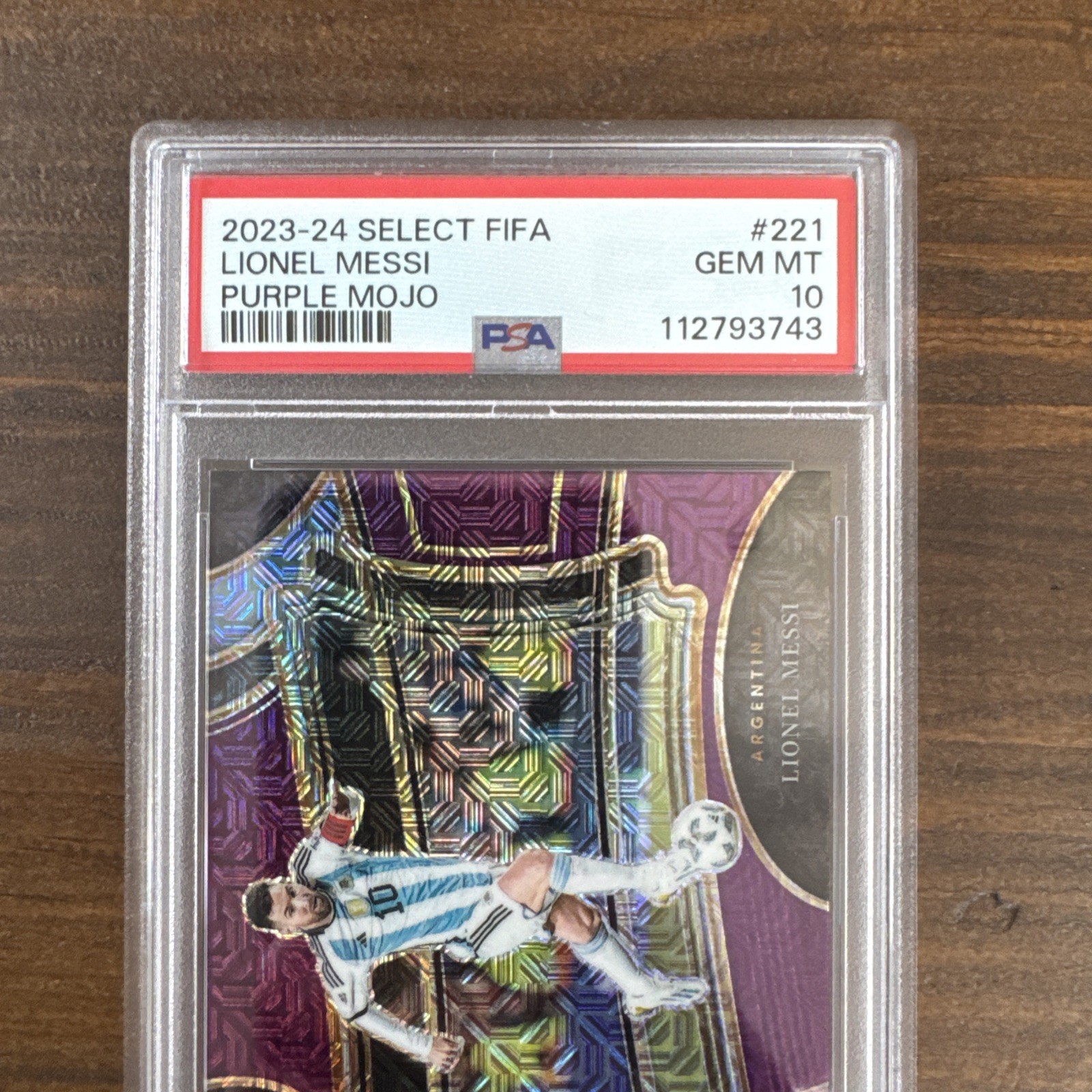 2024-25 PANINI SELECT FIFA PURPLE MOJO #244 LIONEL MESSI ARGENTINA PSA 10 view 4