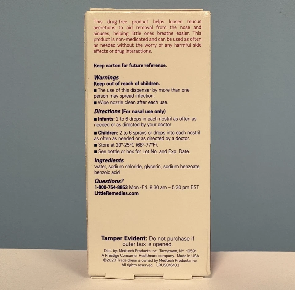 Little Remedies spray salino y gotas lava suavemente el moco 1 oz EXP 02/2026 Foto 2 de 4