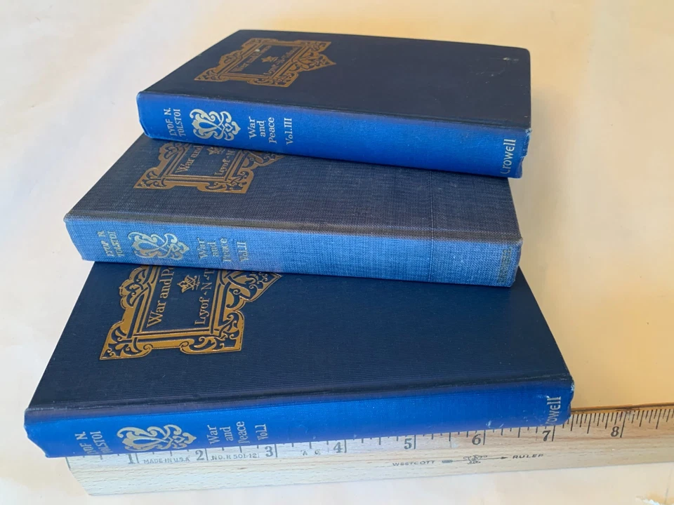 War And Peace - 3 Vol Set. Lyof Tolstoi. 1898-99/1926 Copyright. 1 back stained. Foto 3 de 4