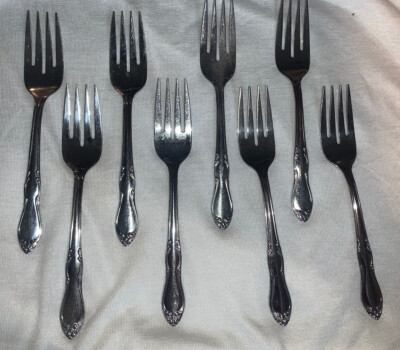 8 Salad Forks Homestead ~ Simeon & George H. Rogers Co/Oneida Flatware
