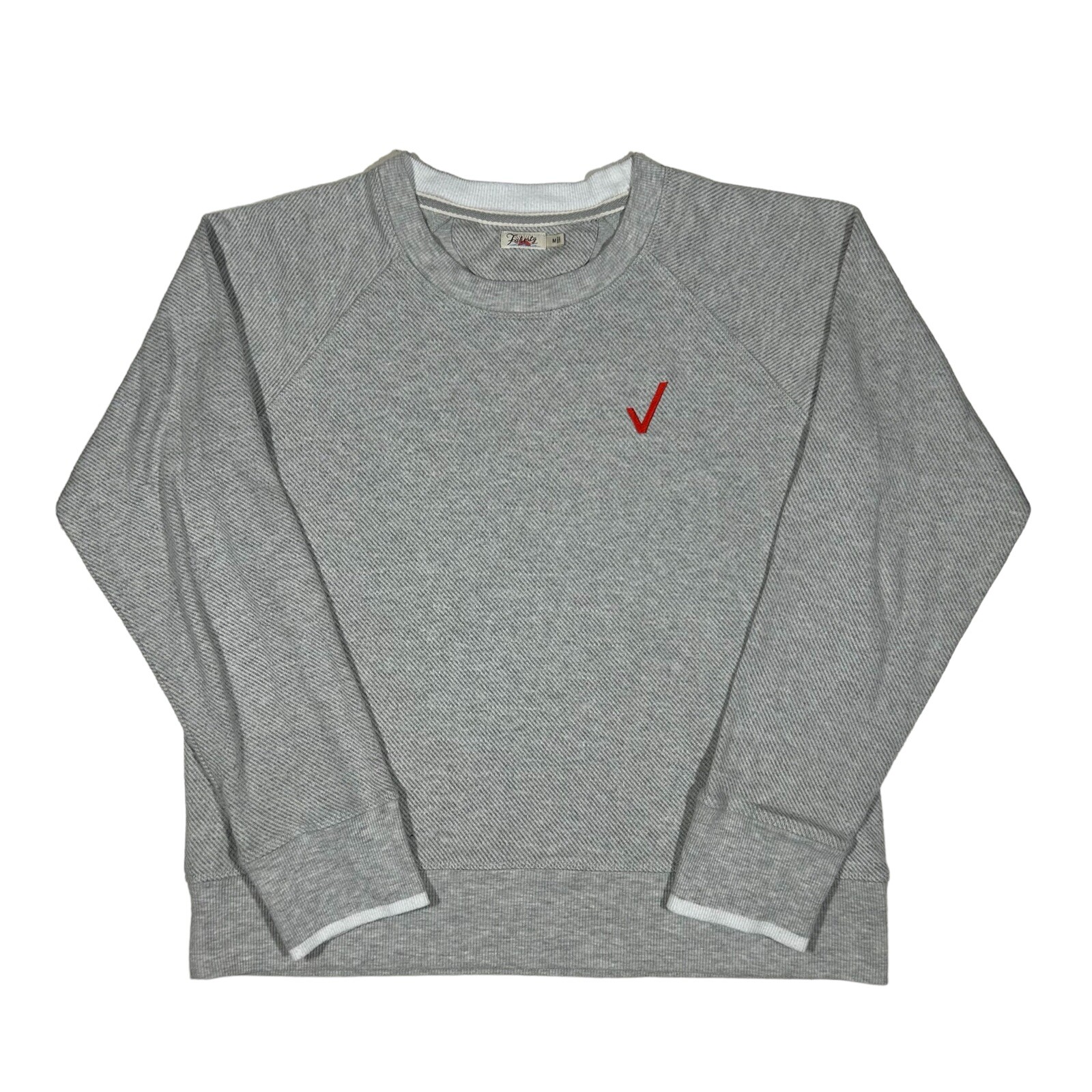 Faherty Women’s Gray Twill Crewneck Pullover Sweatshirt Medium Verizon